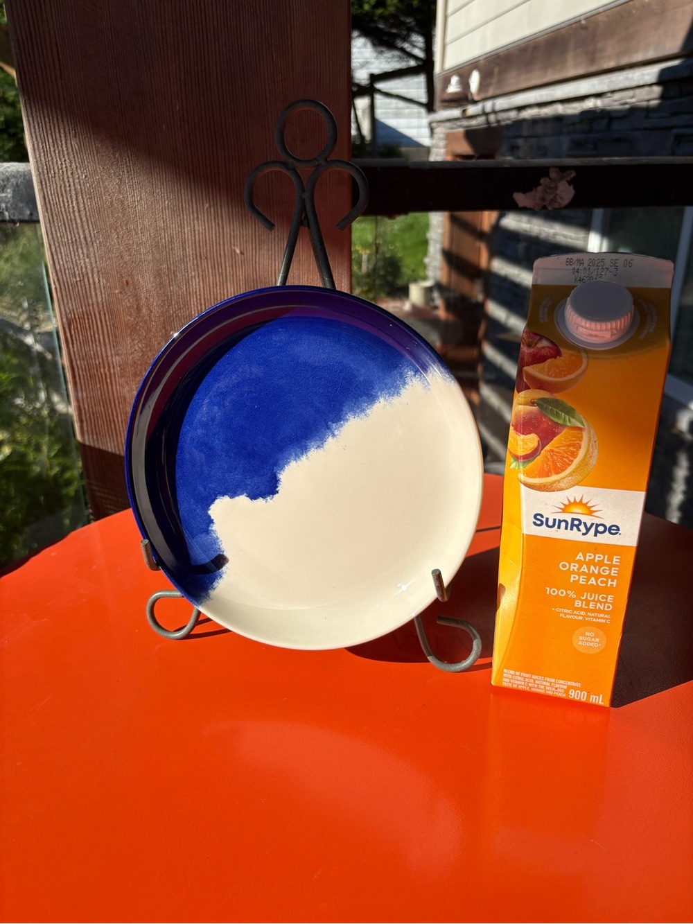 Thyme & Table round salad plate with drip glaze